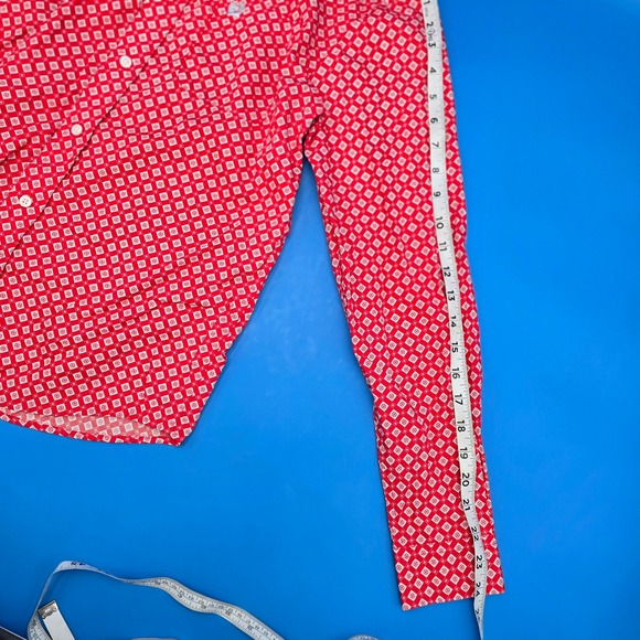 Cinch Kids Long Sleeve Button Up Western Shirt Red White Diamond Print XL 14 - Picture 6 of 8